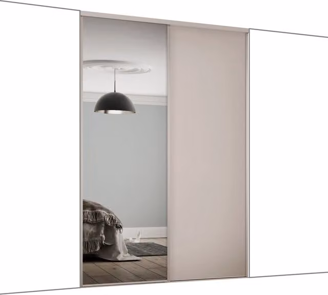 Spacepro Classic Cashmere Panel and Mirror Sliding Wardrobe Door Kit, Width: 118.5 cm