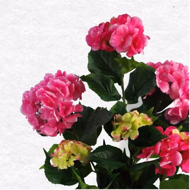 Dyzi Pink Artificial Hydrangea Plant in a Black Pot, Height: 90 cm, Width: 40 cm, Depth: 40 cm