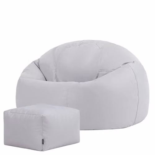 icon Classic Indoor Outdoor Bean Bag and Pouffe in Navy Blue and Light Grey – 2