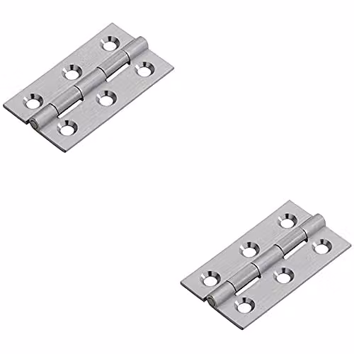 Loops 2 Pack Satin Chrome Screw-On Cabinet Hinges, W/D/H: 50 x 28 x 1.5 mm