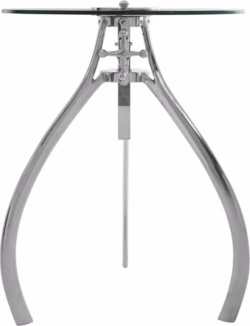 Orsina Height Adjustable Round Glass Decorative Table with Silver Metal Legs