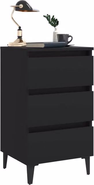 Berkfield Home Sturdy Bed Cabinet with Metal Legs, Black, W: 40 cm, D: 35 cm, H: 69 cm – 1