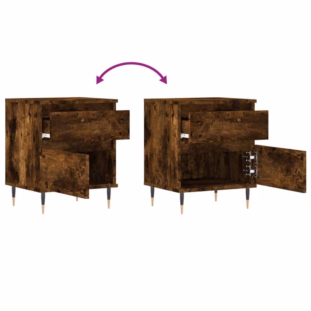 Berkfield Home Modern Bedside Cabinet in Smoked Oak Brown, W: 40 cm, D: 35 cm, H: 50 cm – 7