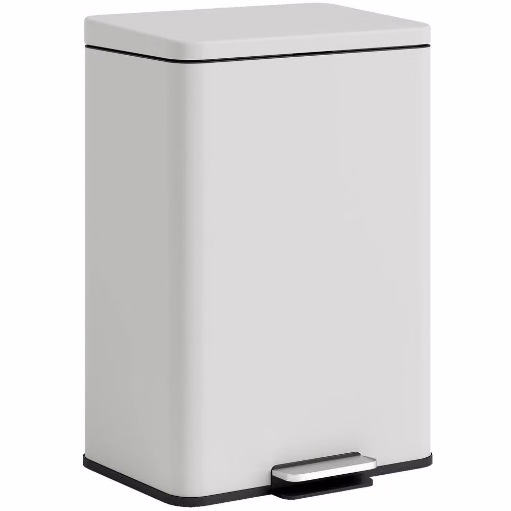 HOMCOM 20L Pedal Bin with Soft-Close Lid and Fingerprint-Proof Finish, Beige/White – 2