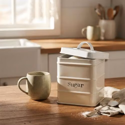 Harbour Housewares Metal Sugar Storage Canister with Airtight Lid, White – 2