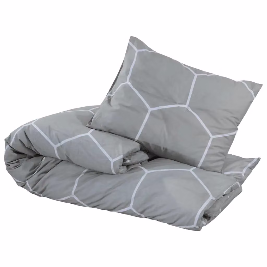 Berkfield Home Grey Cotton Duvet Cover and Pillowcase Set, W: 140 cm, L: 200 cm – 2