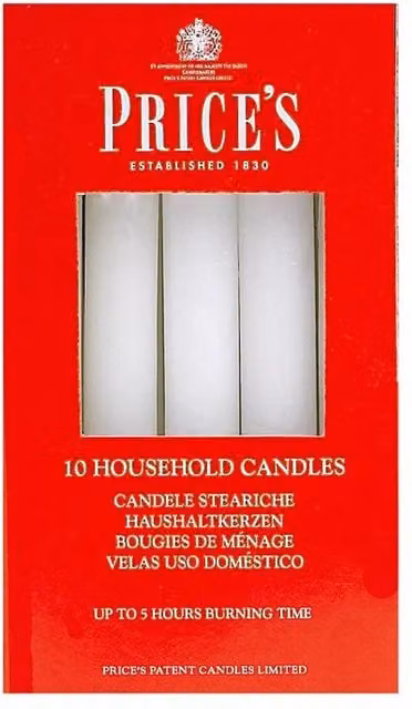 Price's White Household Wax Candles, 10 Pack