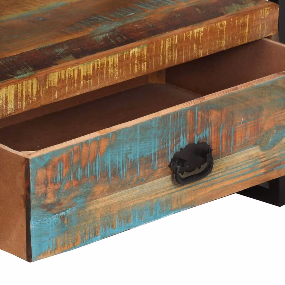 Berkfield Home Retro TV Cabinet in Multicolour Solid Reclaimed Wood and Metal – 3