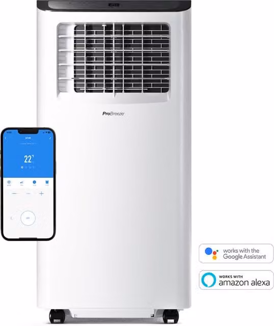 Pro Breeze 9000 BTU 3-in-1 Smart Portable Air Conditioner and Dehumidifier with WiFi and App Control, White