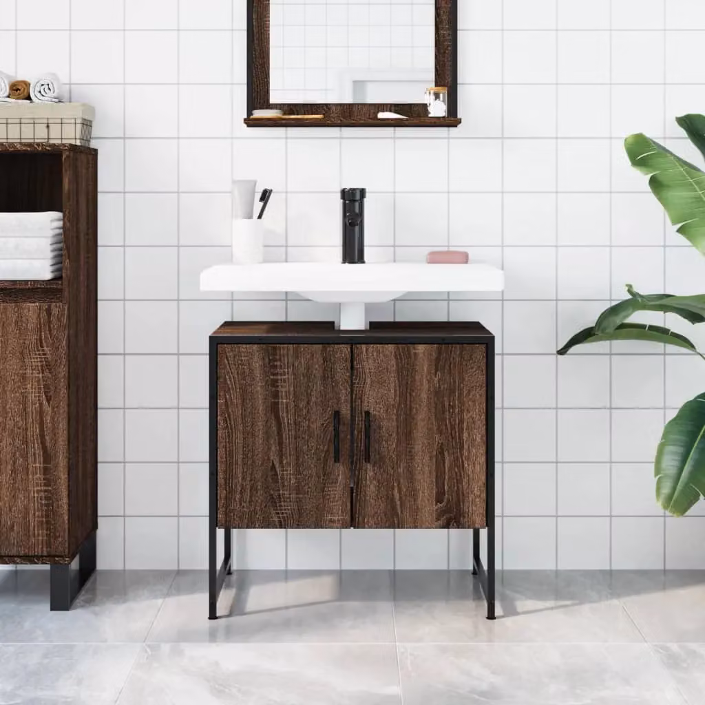 Berkfield Home Brown Oak Wall Mounted Bathroom Sink Cabinet W/D/H: 60 x 33 x 60 cm – 3