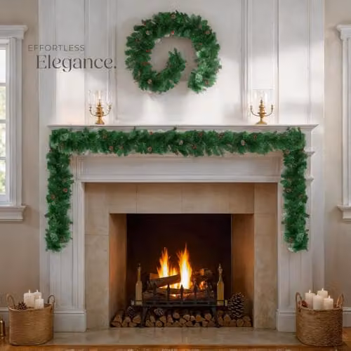 tectake Christmas Garland with Green Foliage and Leaves – 7