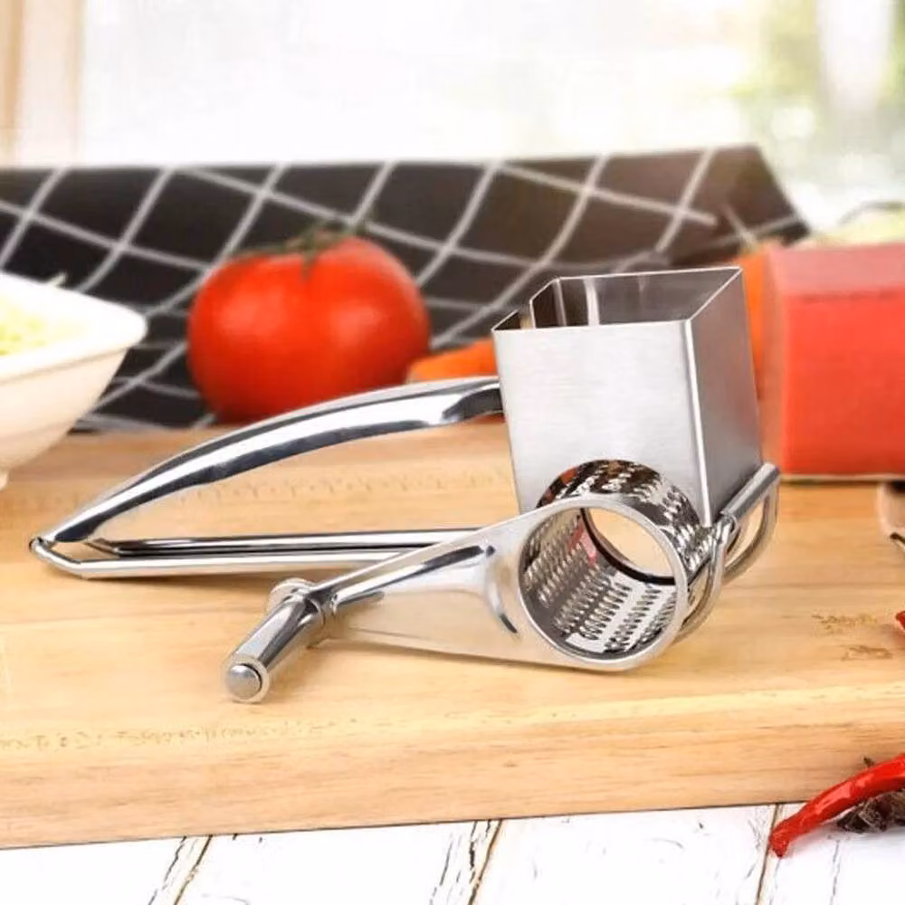 Kelvenix Stainless Steel Rotary Cheese Grater with Multiple Blades in Silver – 3