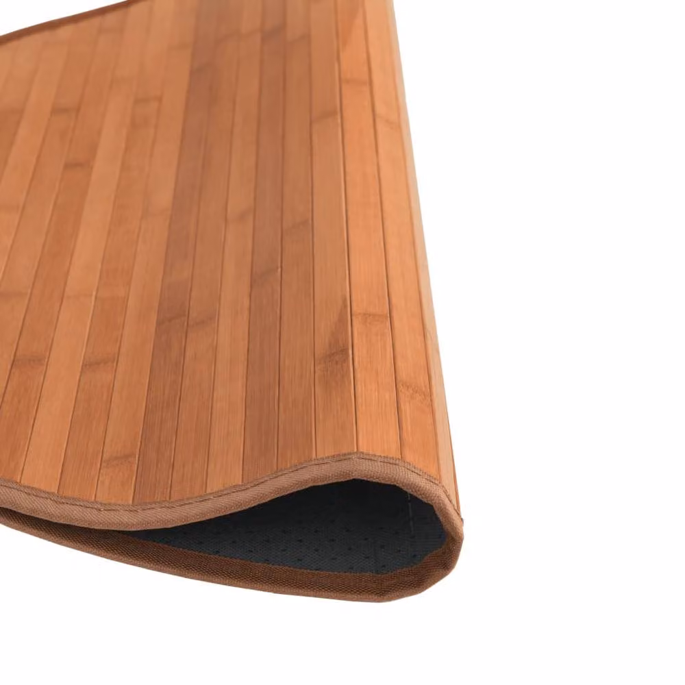Berkfield Home Round Bamboo and Polypropylene Rug, Brown, Diameter: 100 cm – 2