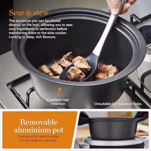 Tower 3.5L Digital Slow Cooker with Timer and Digital Display, Black and Silver – 6