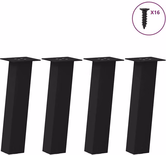 Berkfield Home Modern Metal Coffee Table Legs, 4 Pieces, Black, Height: 42 cm