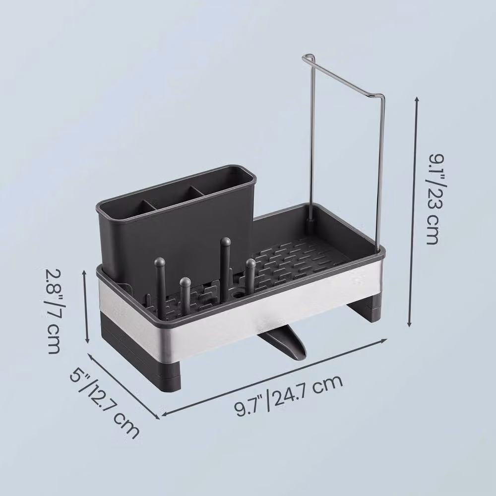 Kelvenix Rotating Kitchen Sink Caddy Organiser with Sponge Holder in Silver – 2