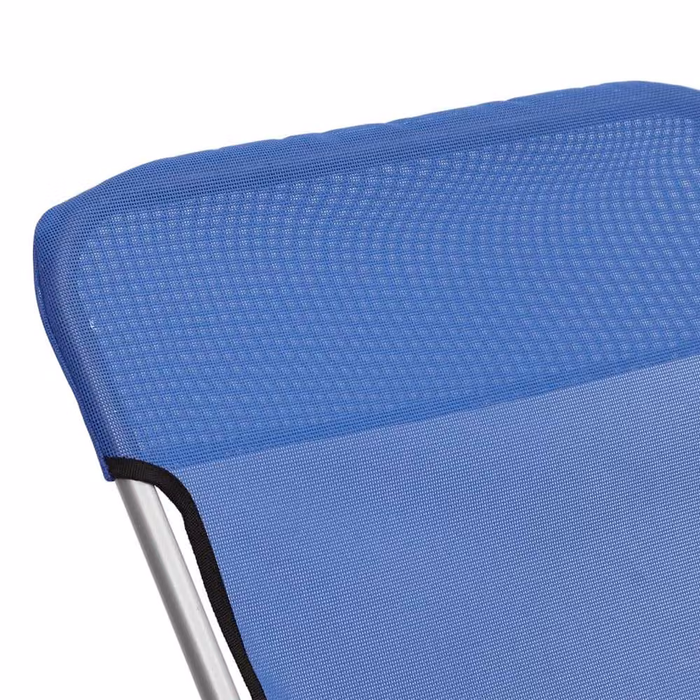 Berkfield Home Beautiful Set of 2 Blue Folding Beach Chairs with Textilene Fabric and Powder-Coated Steel Frame – 3