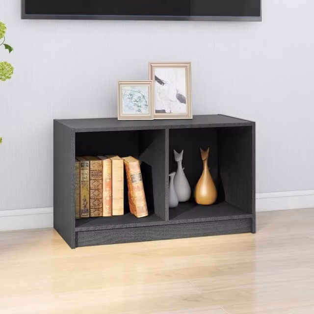 Berkfield Home Grey Solid Pinewood TV Cabinet W/D/H: 70 x 33 x 42 cm