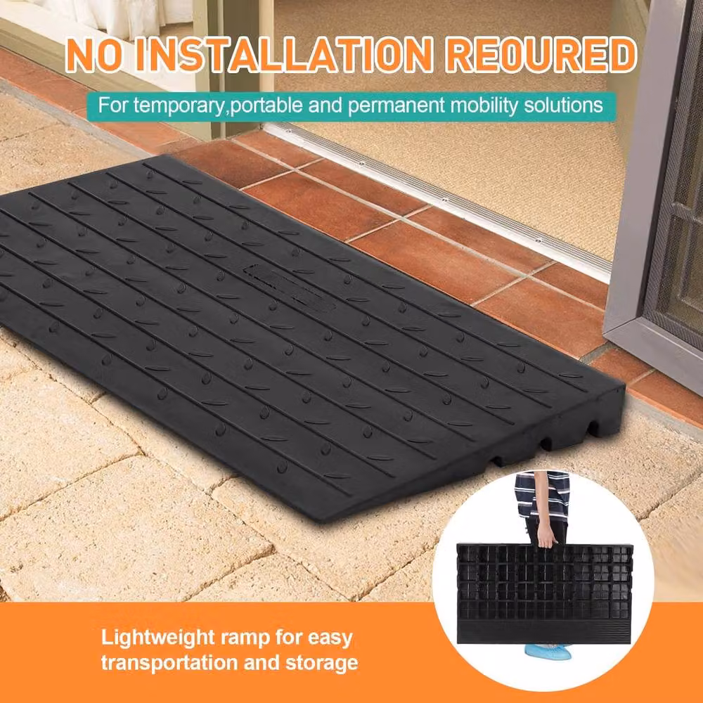London Boutique Heavy Duty Rubber Threshold Curb Ramp in Black – 3