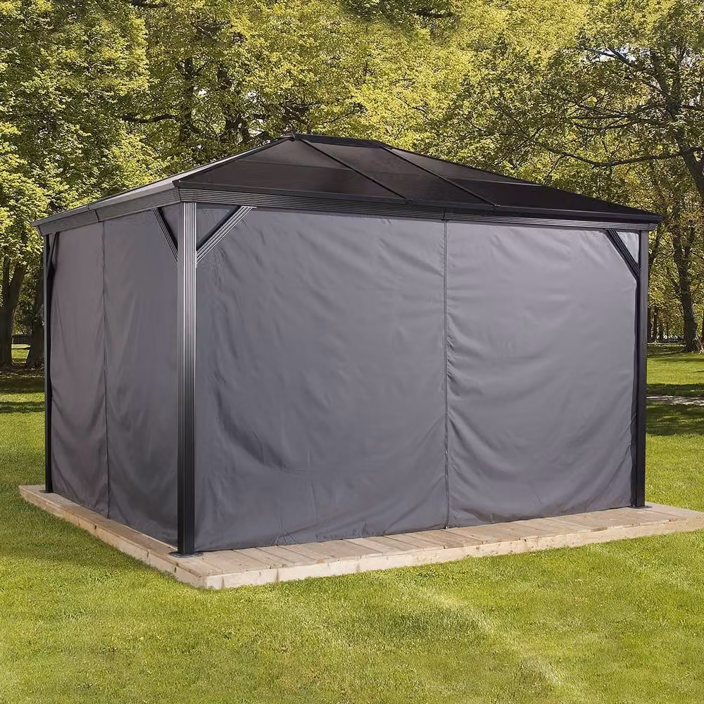 Rowlinsons Grey Polyester Curtains for Sojag Verona Gazebo, H 195.99 x W 300 x D 430 cm – 2