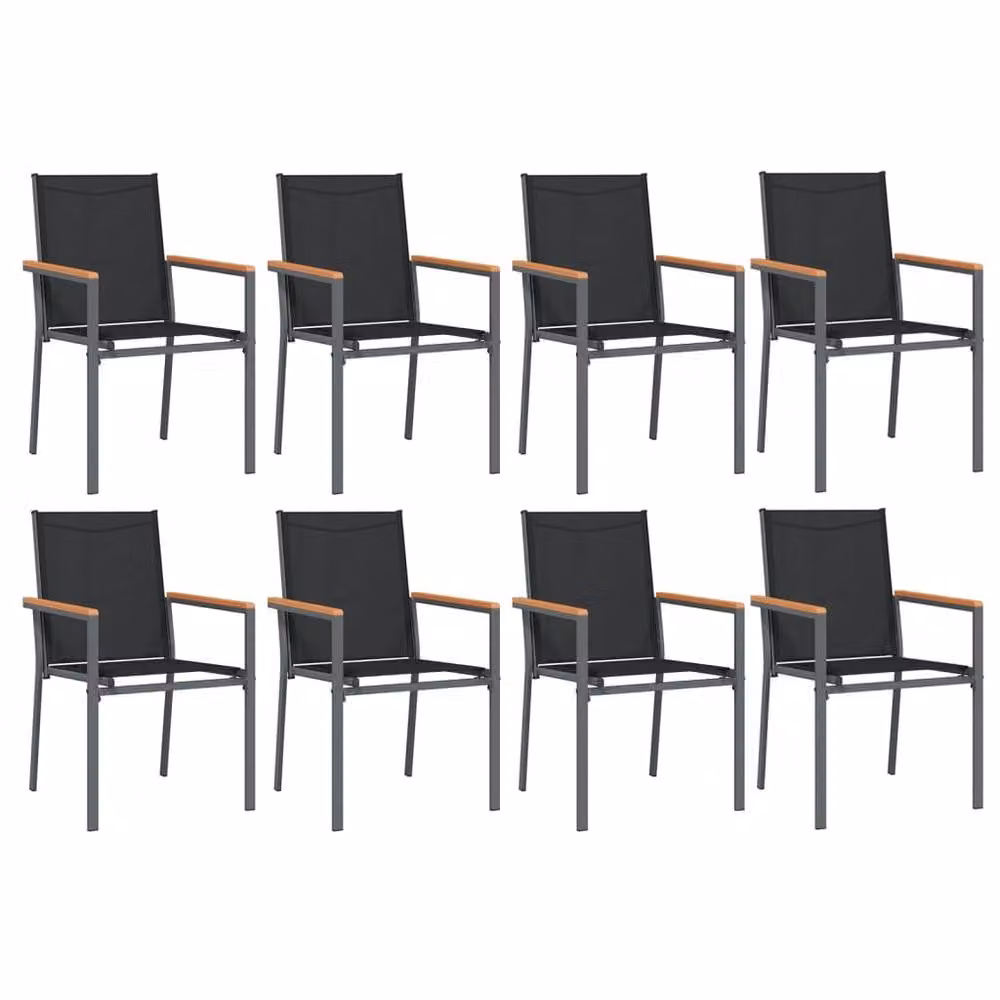 Berkfield Home Beautiful 9 Piece Garden Dining Set in Black Textilene and Steel – 4