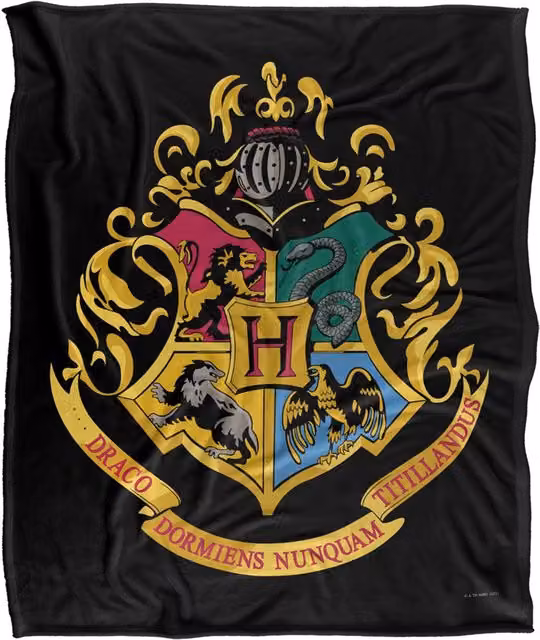 Warner Brothers Harry Potter Hogwarts Crest Fluffy Fleece Blanket in White and Multicolour, W/D/H: 152 x 127 cm – 6