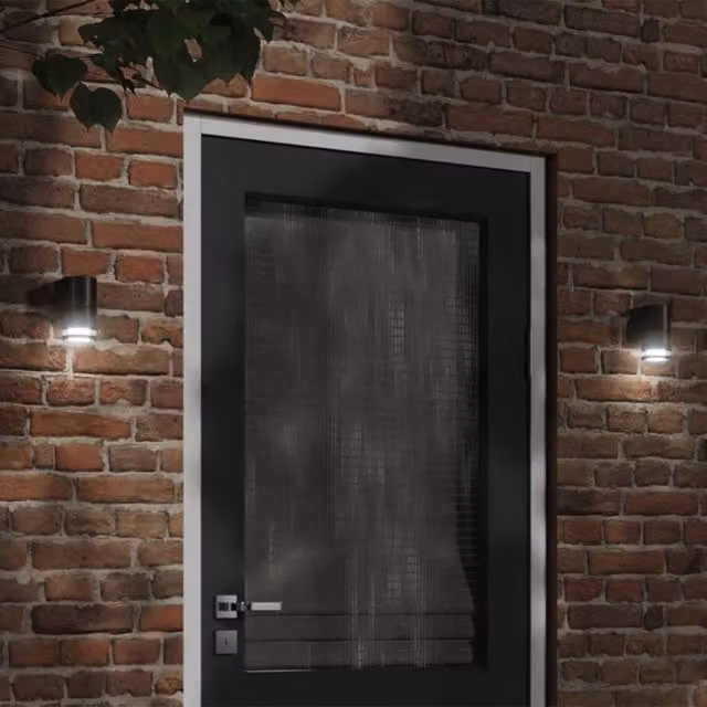 Berkfield Home Set of 2 Black Modern Cylinder Outdoor Wall Lights in Die-cast Aluminium – 1