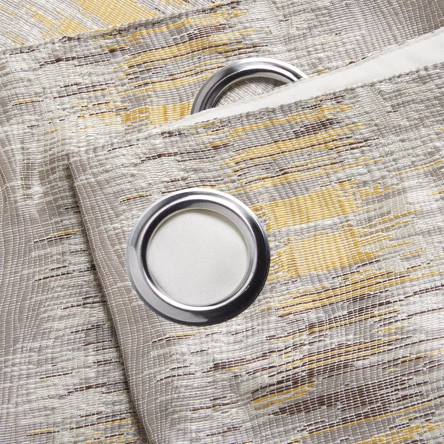 Luxury Living Reflect Jacquard Fully Lined Ready Made Ring Top Curtains in Yellow, Width: 168 cm, Drop: 229 cm – 2