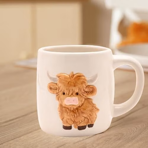 Widdop and Co Country Living Highland Cow Ceramic Mug in White and Brown – 2