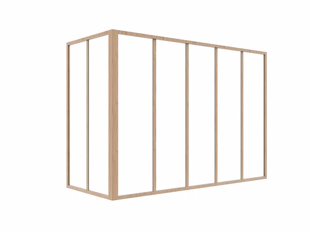 Vente-unique Corner Workshop Industrial Style Window in Powder-Coated Aluminium and Glass, Light Oak, W: 150 cm – 2