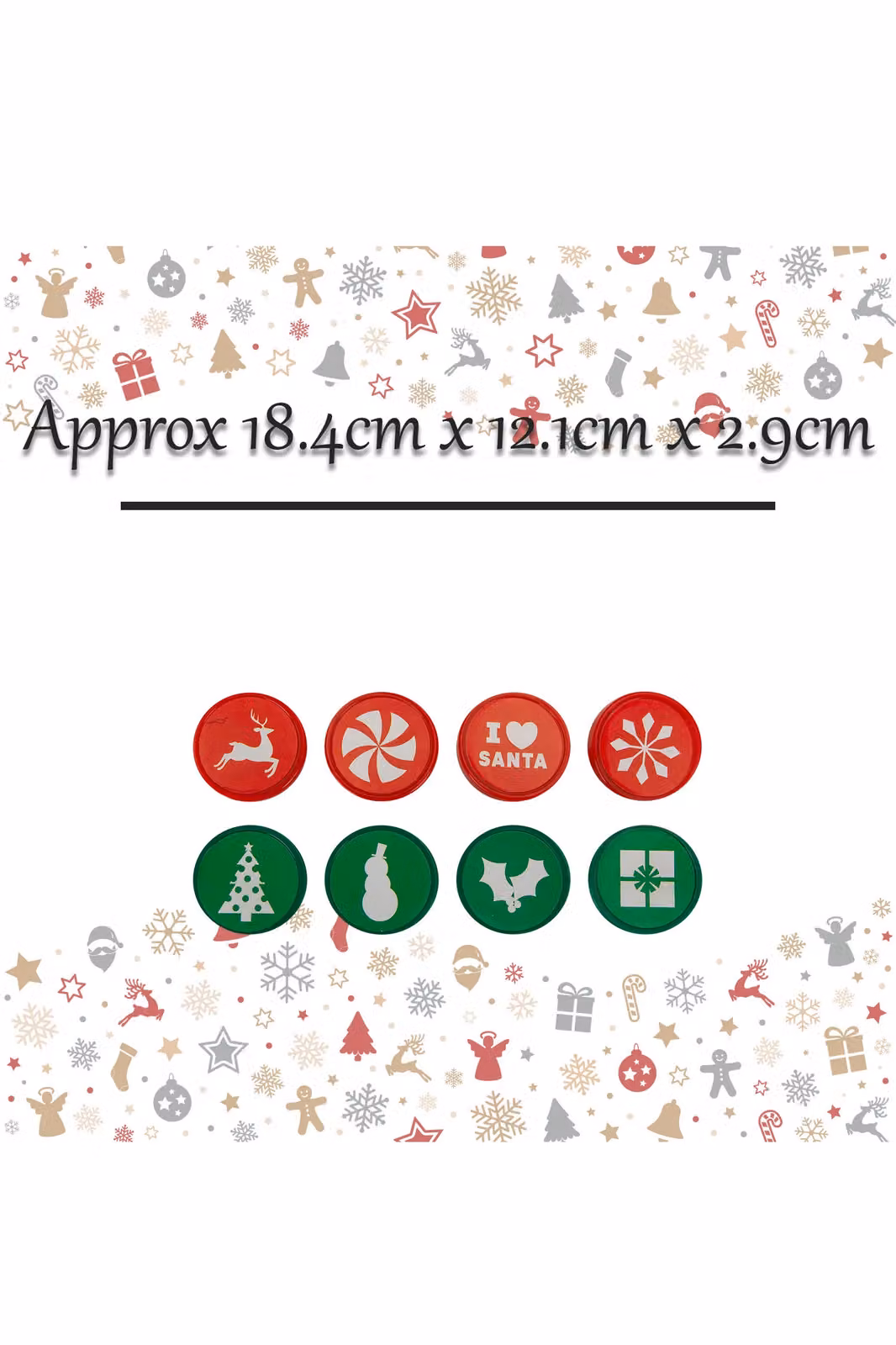 VFM e-Store Christmas Themed Rubber Stamps, 8 Pack, Multicolour, W: 18.4 cm, D: 12.1 cm, H: 2.9 cm – 2