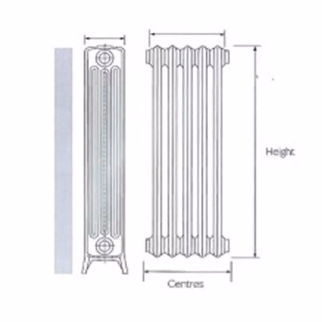 Clifton Cast Iron Horizontal Radiator in Charcoal, W: 126 cm, H: 66 cm – 2
