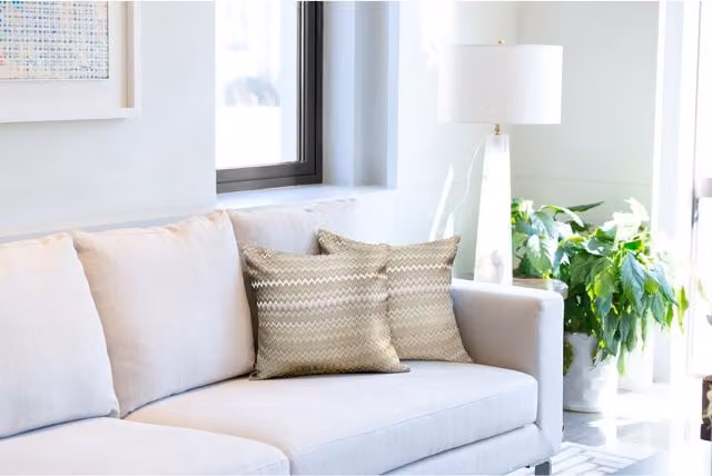 NewEdgeBlinds Mid-Century Square Cushion Covers in Beige and Yellow