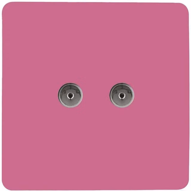 Trendi Switch 2 Gang Flush Co-Axial Television Socket in Pink