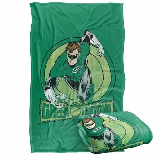 Warner Bros. Green Lantern Power Stance Super Soft Fleece Throw Blanket, Green and Multicolour – 1