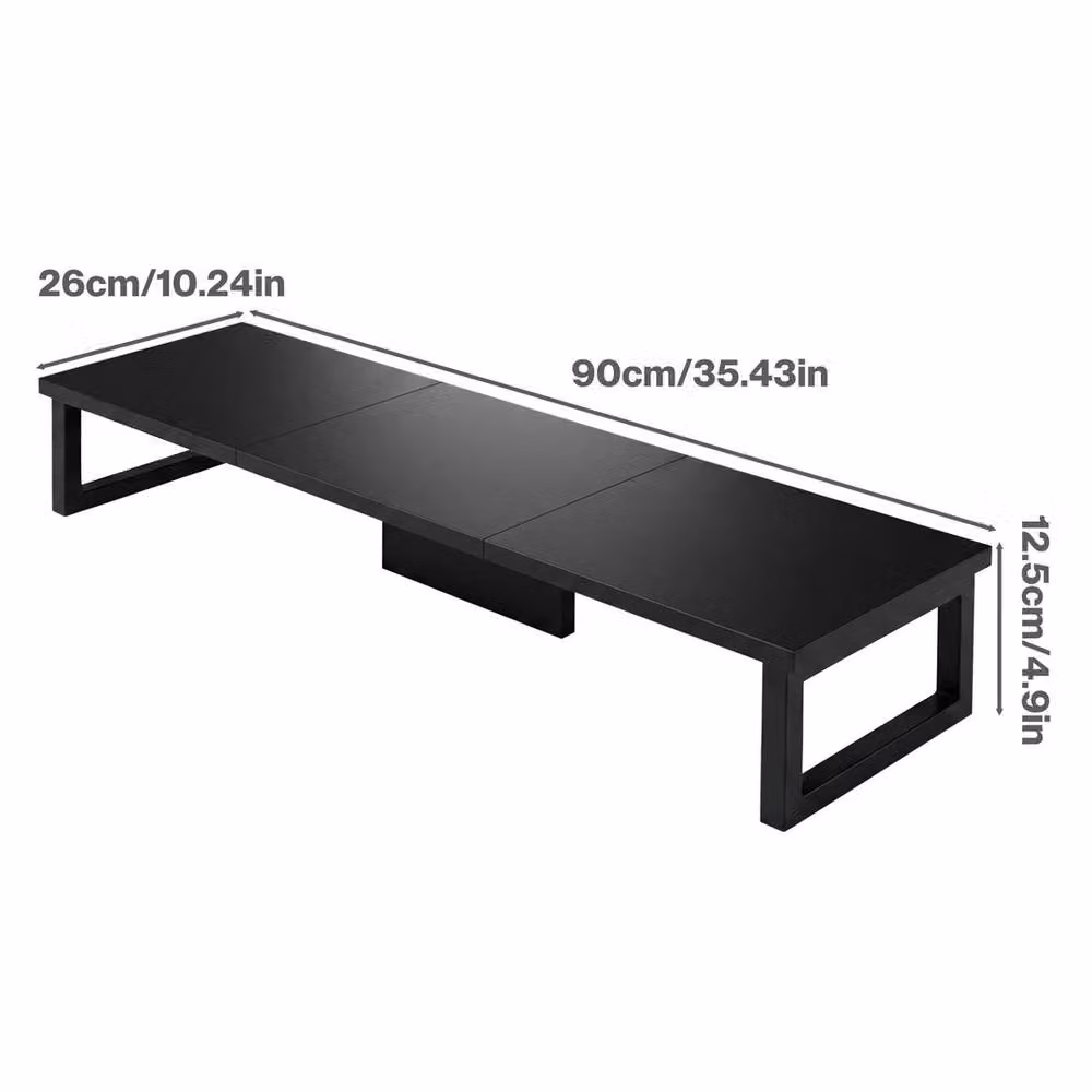 VOGREX Dual Monitor Stand Riser Desktop Office Organiser in Matt Black MDF – 2