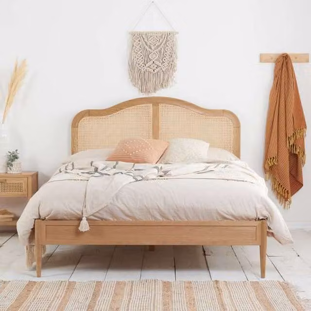 Birlea Leonie Double Rattan Bed in Oak Brown, 140 x 200 cm