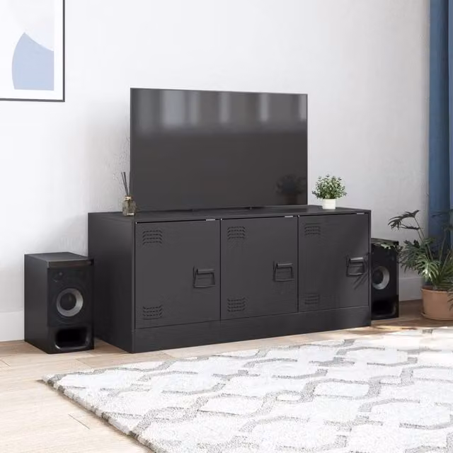 Berkfield Home Industrial Black Steel TV Cabinet W/D/H: 99 x 39 x 44 cm – 1