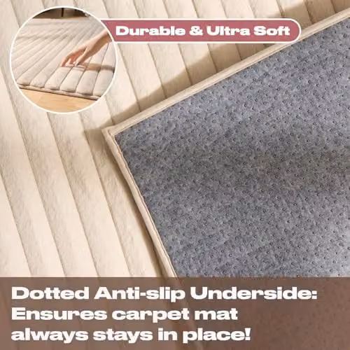OHS Ribbed Faux Fur Rug in Beige Sand, W/D: 170 x 120 cm – 3