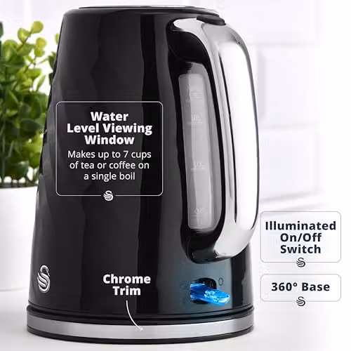 Swan Windsor Rapid Boil Kettle with Removable Limescale Filter and Auto Shut-off, 1.7 l, Black – 4