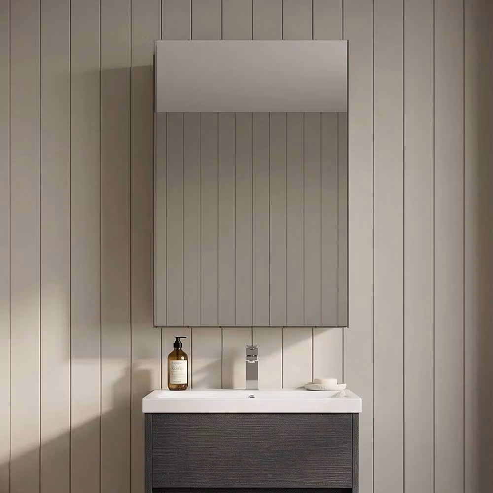 Balterley Grey Single Door Mirrored Bathroom Cabinet with Soft Close Doors, W/D/H: 45 x 18 x 71.5 cm – 3