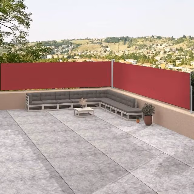Berkfield Home Red Retractable Roller Side Awning, Polyester – 1