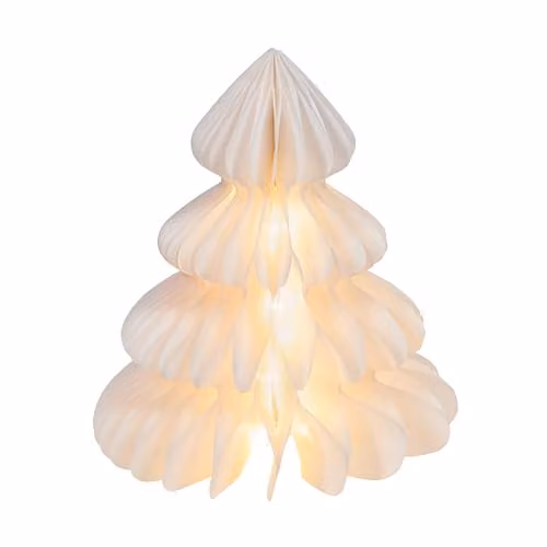 Lights4fun Cream and White Paper Christmas Tree Decoration with 20 Warm White LEDs, H 28 cm x W 24 cm x D 24 cm – 2