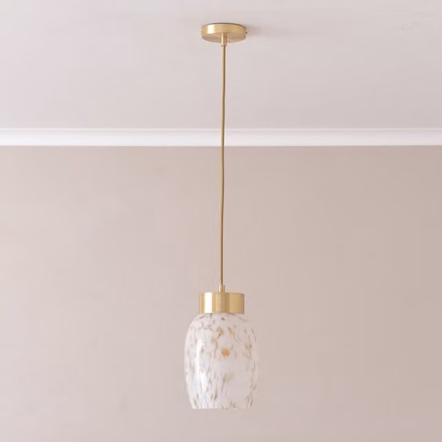 ValueLights India Confetti Glass Capped Ceiling Pendant Light in Gold and Transparent Multicolour