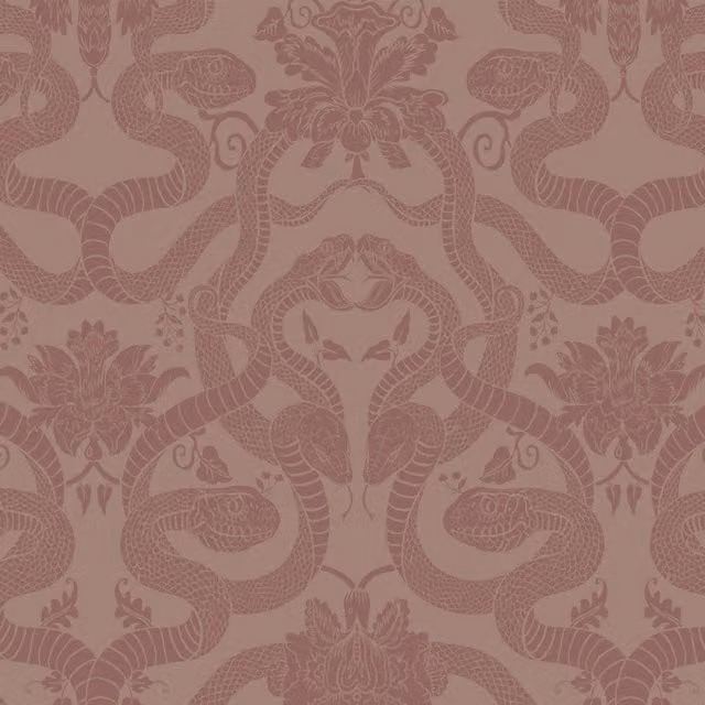 House of Hackney Anaconda Traditional Animal Print Wallpaper in Dusky Pink