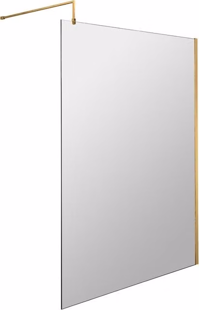 Balterley Frameless Single Panel 8mm Wetroom Screen and Support Bar in Gold, W: 120 cm, H: 185 cm