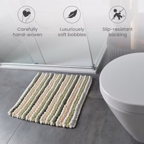 Allure Bath Fashions Striped Chunky Bobble Shower Mat in Green Stripe, W/D/H: 50 x 50 x 1 cm – 3