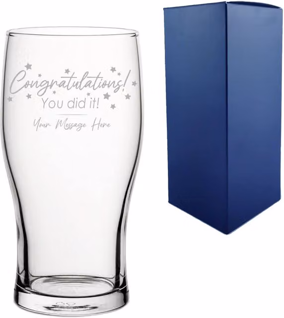 Uniqueful Personalised Congratulations You Did It Graduation Pint Glass in Clear