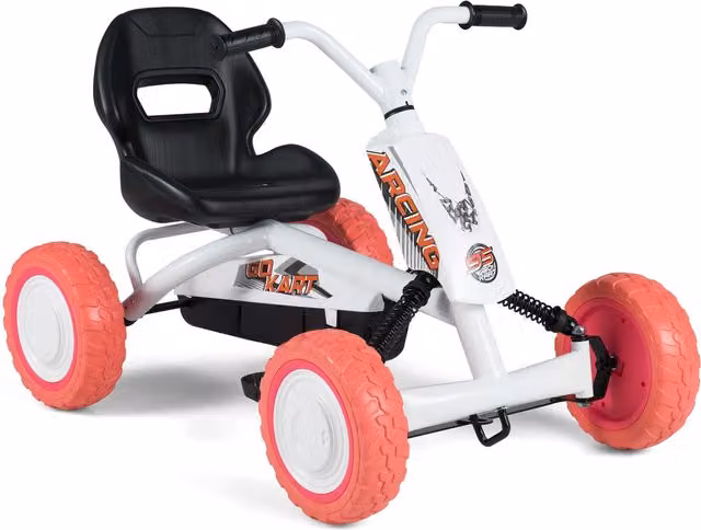 Costway Height Adjustable 4 Wheel Outdoor Ride on Toy Pedal Vehicle in White and Multicolour