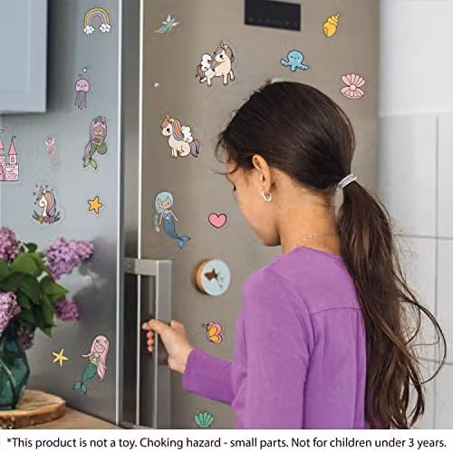 WALPLUS 28 Piece Multicolour Unicorn and Mermaid Window Stickers, Reusable and Removable Vinyl Gel Clings for Kids, Classrooms and Mirrors – 4
